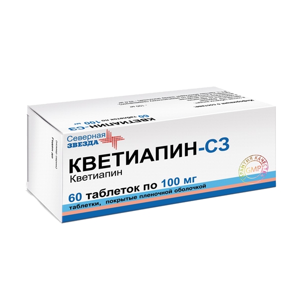 Кветиапин-СЗ таблетки, покрытые плёночной оболочкой 100мг №60 фото в интернет-аптеке "Фармсервис" Кветиапин-СЗ таблетки, покрытые плёночной оболочкой 100мг №60 фото в интернет-аптеке "Фармсервис"