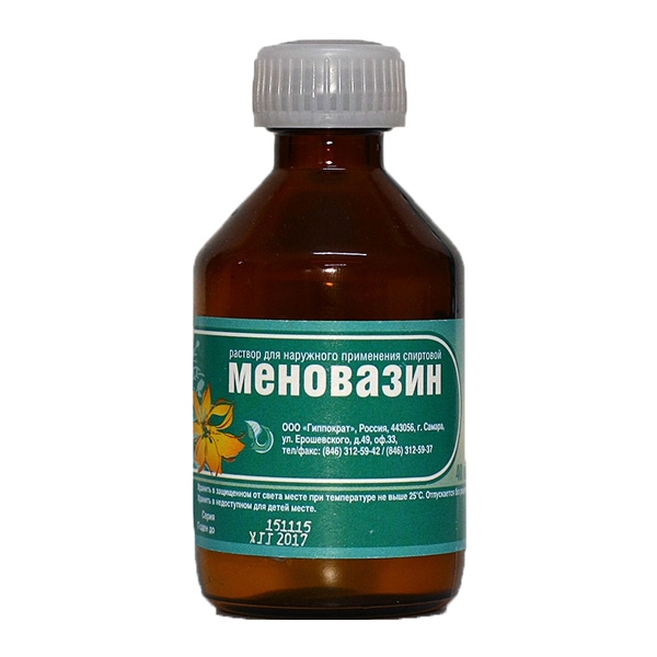 Меновазин раствор для наружного применения, [спиртовой] 1г/100мл+2.5г/100мл+1г/100мл x 40мл №1 фото в интернет-аптеке "Фармсервис"