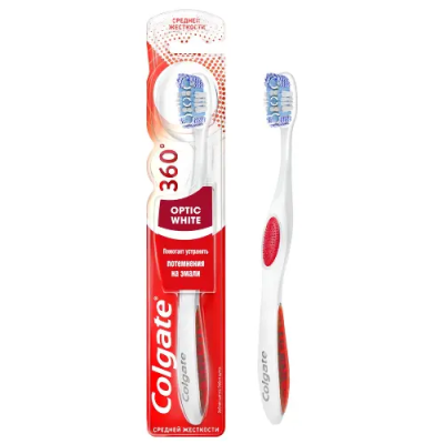 Зубная щетка COLGATE 360 Optic White средняя Зубная щетка COLGATE 360 Optic White средняя