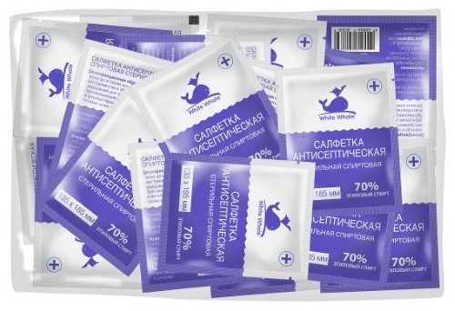 Салфетки White Whale спиртовые стерильные 135 х 185 №60 фото в интернет-аптеке "Фармсервис"