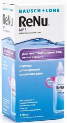 Раствор для контактных линз RENU MPS 120мл для чувствительных глаз + контейнер фото в интернет-аптеке "Фармсервис"