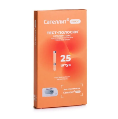 Тест-полоска Сателлит Плюс ПКГЭ-02.4 к глюкометру №25
