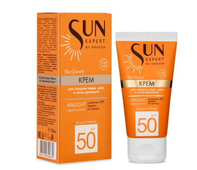 Крем KRASSA SUN EXPERT солнцезащитный для лица и зоны декольте SPF-50 50мл