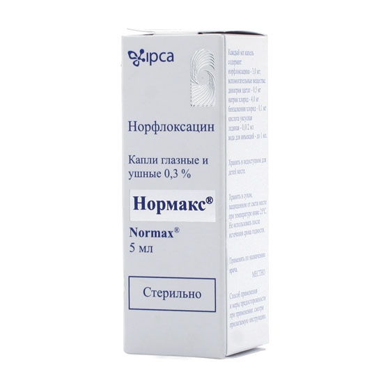 Нормакс капли глазные и ушные 0.3% x 5мл №1 фото в интернет-аптеке "Фармсервис"