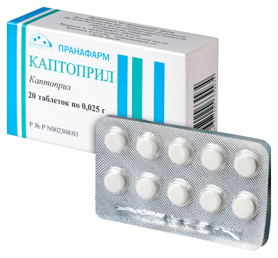 Каптоприл таблетки 25мг №20 фото в интернет-аптеке "Фармсервис"