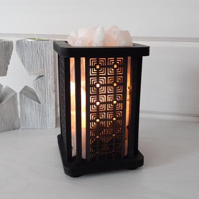 Светильник соляной Деревянный с узором центрические квадраты 1кг