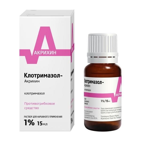 Клотримазол-Акрихин раствор для наружного применения 1% x 15мл №1 фото в интернет-аптеке "Фармсервис"