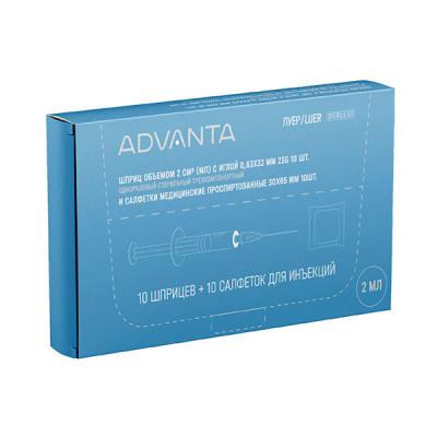 Шприц одноразовый с иглой 2мл (3-х комп.) №10+салфетки спиртовые №10 фото в интернет-аптеке "Фармсервис"