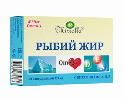 Рыбий жир "Мирролла" с витаминами A-D-E капсулы №100 Рыбий жир "Мирролла" с витаминами A-D-E капсулы №100