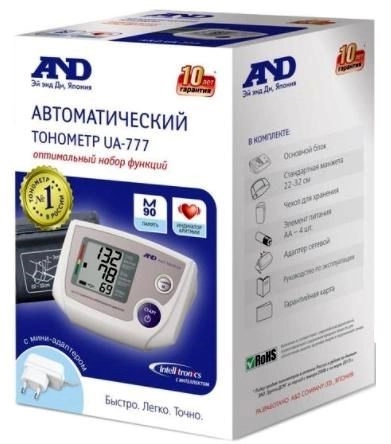 Тонометр AND UA-777ACM автомат. с адаптером со стандартной манжетой 22-32см фото в интернет-аптеке "Фармсервис" Тонометр AND UA-777ACM автомат. с адаптером со стандартной манжетой 22-32см фото в интернет-аптеке "Фармсервис"