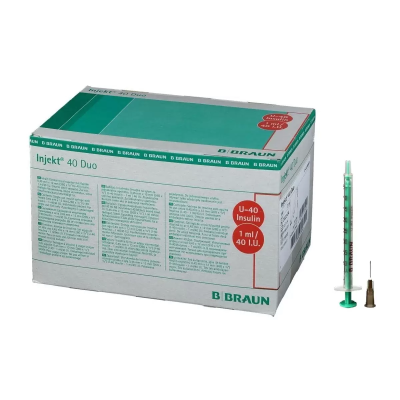 Шприц инсулиновый Инжект 40 Дуо c приложенной иглой 0,45х12мм №100
