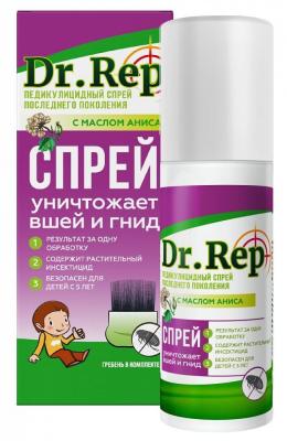 Средство ДОКТОР РЕП (Dr. Rep) педикулицидное от вшей и гнид 100мл (спрей) + гребень фото в интернет-аптеке "Фармсервис"
