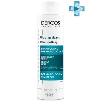 VICHY Dercos шампунь-уход успокаивающий для чувствительной кожи, для сухих волос 200мл 