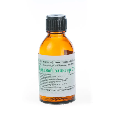 Грудной эликсир раствор для приёма внутрь 1.38г/100мл+0.34г/100мл+20.7г/100мл x 25мл №1 фото в интернет-аптеке "Фармсервис"