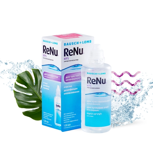 Раствор для контактных линз RENU MPS 120мл для чувствительных глаз + контейнер фото в интернет-аптеке "Фармсервис"