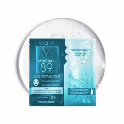 VICHY Mineral 89 экспресс-маска на тканевой основе из микроводорослей для интенсивного увлажнения и укрепления барьера кожи 29г