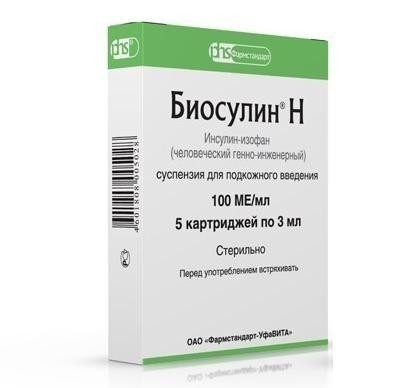 Биосулин Н суспензия для подкожного введения 100МЕ/мл x 3мл №5 фото в интернет-аптеке "Фармсервис" Биосулин Н суспензия для подкожного введения 100МЕ/мл x 3мл №5 фото в интернет-аптеке "Фармсервис"