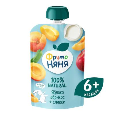 Пюре ФРУТОНЯНЯ яблоко/абрикос/сливки (с 6месяцев) 90г