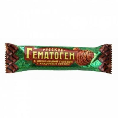 Гематоген русский плитка 40г (кедровый орех в шоколадной глазури) фото в интернет-аптеке "Фармсервис"
