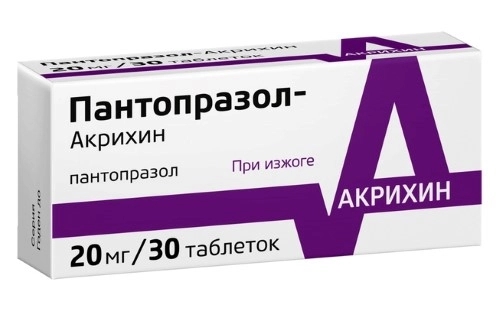 Пантопразол-Акрихин таблетки кишечнорастворимые, покрытые пленочной оболочкой 20мг №30 фото в интернет-аптеке "Фармсервис"