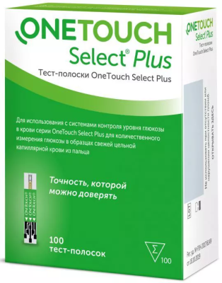 Тест-полоска ONE TOUCH для глюкометра "Оne Touch Select plus" №100