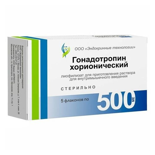 Гонадотропин хорионический лиофилизат для приготовления раствора для внутримышечного введения 500МЕ №5 фото в интернет-аптеке "Фармсервис" Гонадотропин хорионический лиофилизат для приготовления раствора для внутримышечного введения 500МЕ №5 фото в интернет-аптеке "Фармсервис"