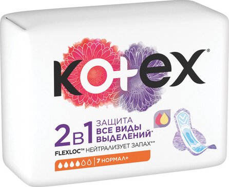 Прокладки гигиенические Kotex 2в1 Normal Plus №7 фото в интернет-аптеке "Фармсервис"