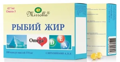 Рыбий жир "Мирролла" с витаминами A-D-E капсулы №100 фото в интернет-аптеке "Фармсервис" Рыбий жир "Мирролла" с витаминами A-D-E капсулы №100 фото в интернет-аптеке "Фармсервис"