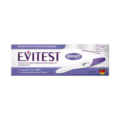 Тест на беременность EVITEST Perfect струйный с кассетой-держателем фото в интернет-аптеке "Фармсервис"