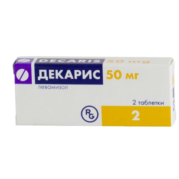 Декарис таблетки 50мг №2 фото в интернет-аптеке "Фармсервис"