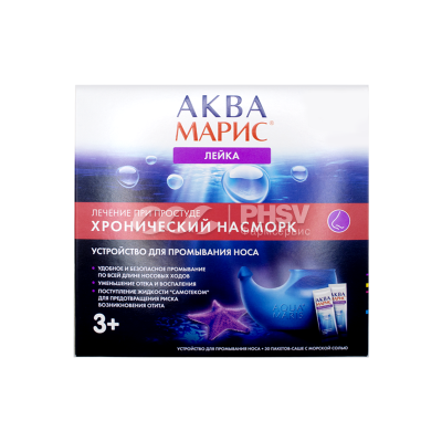 Аква марис лейка устройство для промывания носа 330мл + морская соль 30 шт. пак-саше