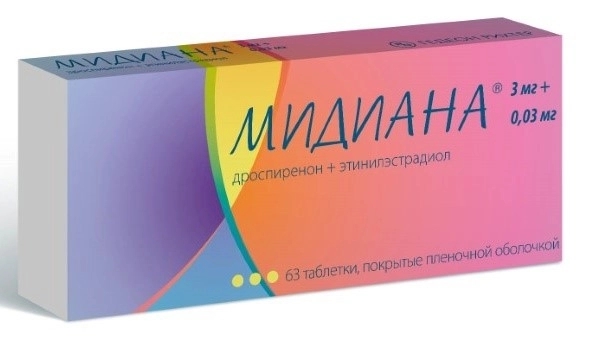 Мидиана таблетки, покрытые плёночной оболочкой 3мг+30мкг №63 фото в интернет-аптеке "Фармсервис"