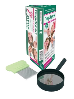 Спрей Педикулен Ультра от вшей и гнид 150мл + гребень и увеличительная лупа