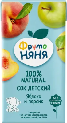 Сок ФРУТОНЯНЯ яблочно-персиковый неосветленный 500мл