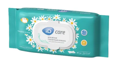 Бумага туалетная ID Care влажные с экстрактом ромашки №80 (клапан) фото в интернет-аптеке "Фармсервис"