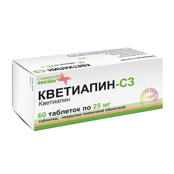Кветиапин-СЗ таблетки, покрытые плёночной оболочкой 25мг №60 фото в интернет-аптеке "Фармсервис" Кветиапин-СЗ таблетки, покрытые плёночной оболочкой 25мг №60 фото в интернет-аптеке "Фармсервис"