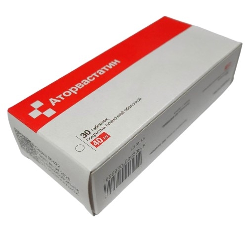 Аторвастатин таблетки, покрытые плёночной оболочкой 40мг №30 фото в интернет-аптеке "Фармсервис"