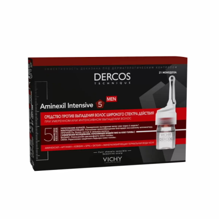 VICHY DERCOS Aminexil Intensiv 5 средство против выпадения волос мужской ампулы №21 детальное фото в интернет-аптеке "Фармсервис"