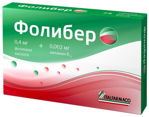 Фолибер таблетки 400мкг+2мкг №28 фото в интернет-аптеке "Фармсервис"