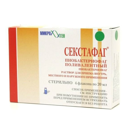 Секстафаг Пиобактериофаг поливалентный раствор для приема внутрь, местного и наружного применения 20мл №4 детальное фото в интернет-аптеке "Фармсервис"