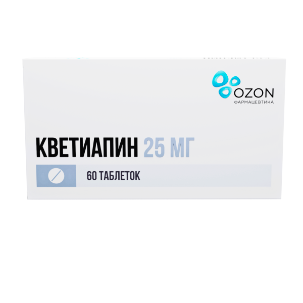 Кветиапин таблетки, покрытые плёночной оболочкой 25мг №60 фото в интернет-аптеке "Фармсервис"