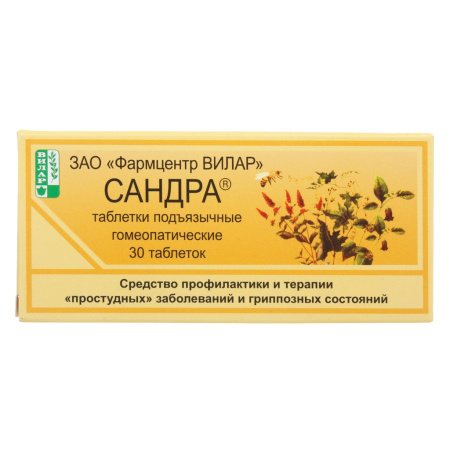 Сандра таблетки подъязычные гомеопатические  №30 детальное фото в интернет-аптеке "Фармсервис"