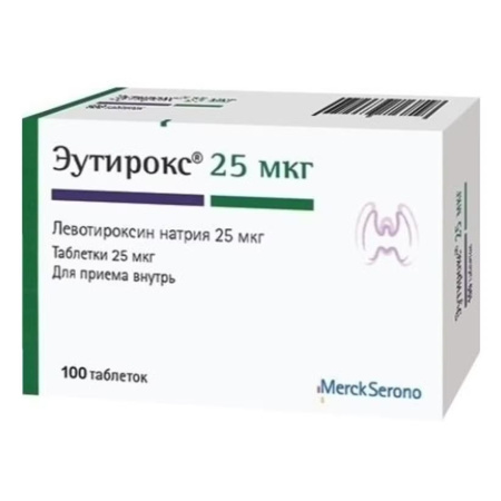 Эутирокс таблетки 25мкг №100 детальное фото в интернет-аптеке "Фармсервис"