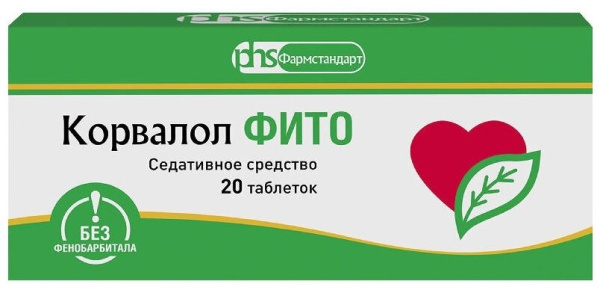 Корвалол Фито таблетки 580мкг+14мг+8.2мг №20 фото в интернет-аптеке "Фармсервис"