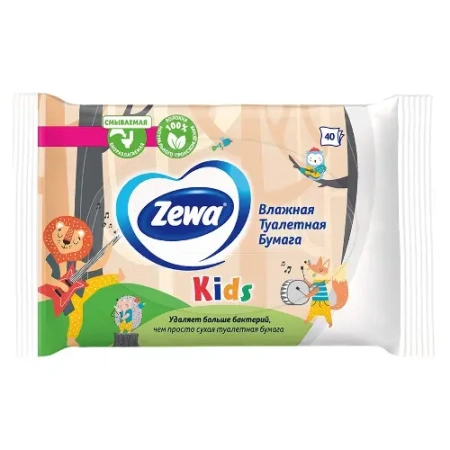 Бумага туалетная ZEWA влажная Kids (детская) №40 детальное фото в интернет-аптеке "Фармсервис"