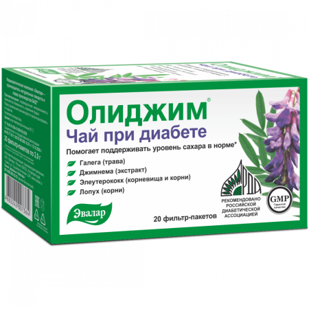 Чайный напиток ОЛИДЖИМ при диабете пакет-фильтр 2г №20 детальное фото в интернет-аптеке "Фармсервис"
