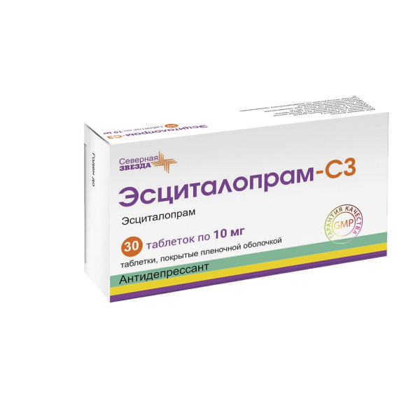 Эсциталопрам-СЗ таблетки, покрытые плёночной оболочкой 10мг №30 фото в интернет-аптеке "Фармсервис"