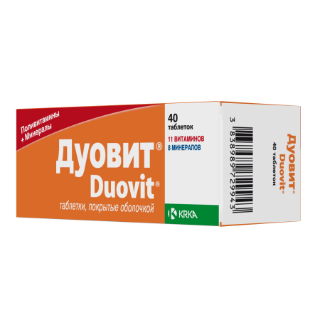 Дуовит таблетки, покрытые оболочкой №40 детальное фото в интернет-аптеке "Фармсервис"