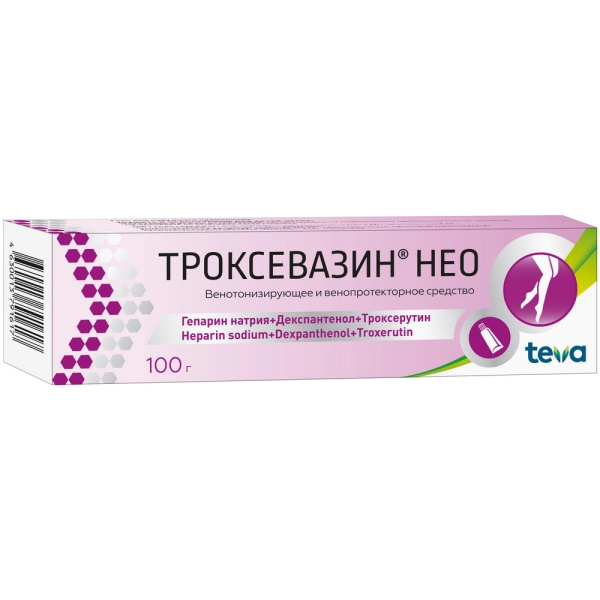 Троксевазин Нео гель для наружного применения 0.17г/100г+5г/100г+2г/100г x 100г №1 фото в интернет-аптеке "Фармсервис"