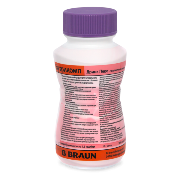 Нутрикомп Дринк плюс смесь жидкая с клубничным вкусом 200мл фото в интернет-аптеке "Фармсервис"